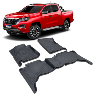 Tapete Bandeja TPE para Fiat Titano 2024 a 2026 Cabine Dupla — Kit 3 Peças
