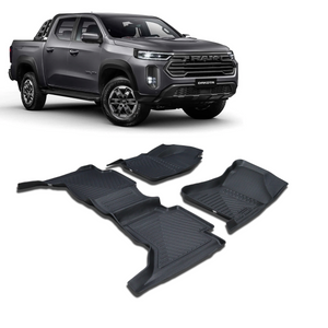 Tapete Bandeja Premium TPE para RAM Dakota 2026 Cabine Dupla — Kit 3 Peças