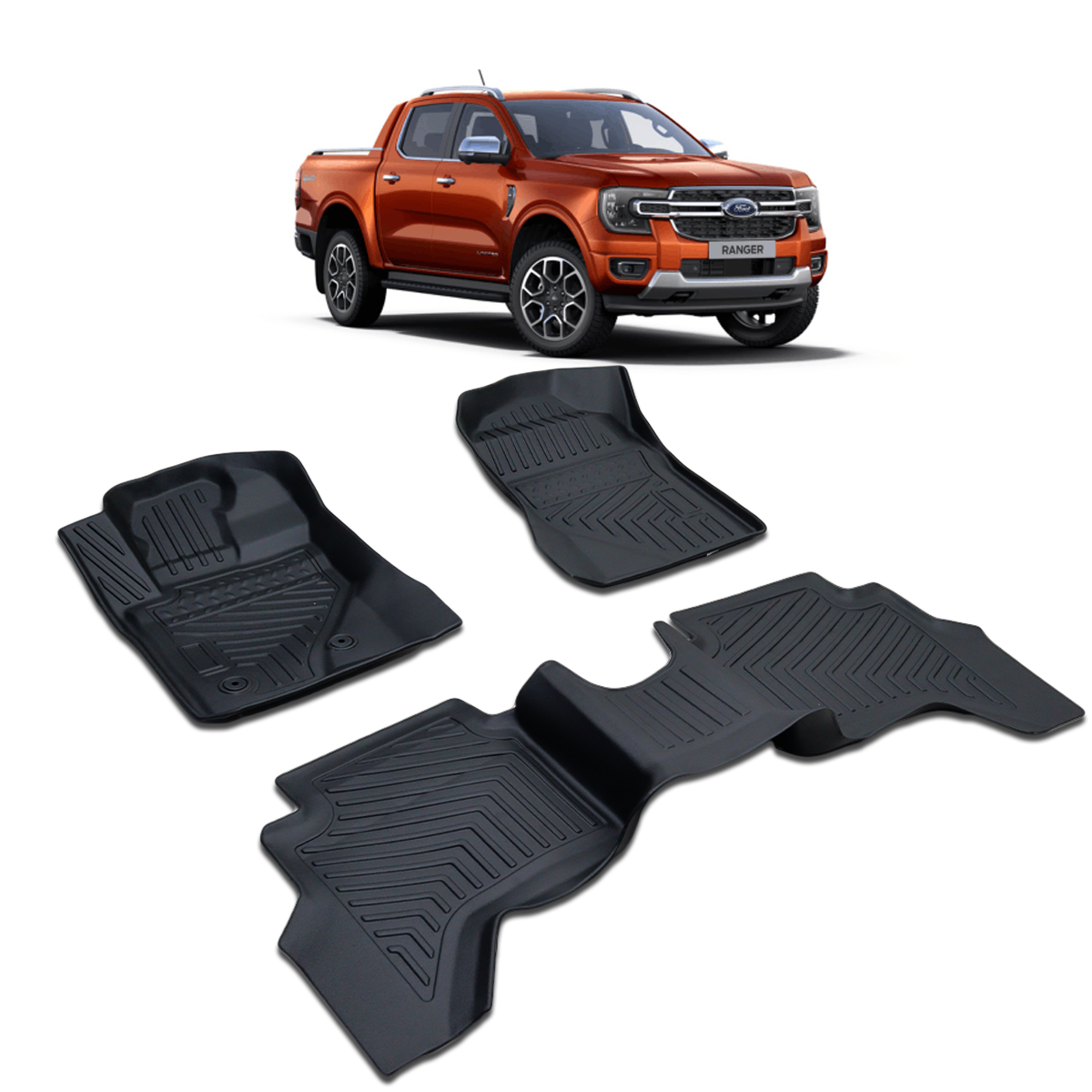 Tapete Bandeja Ford Ranger 2013 A 2022 Cabine Dupla 3 Peças