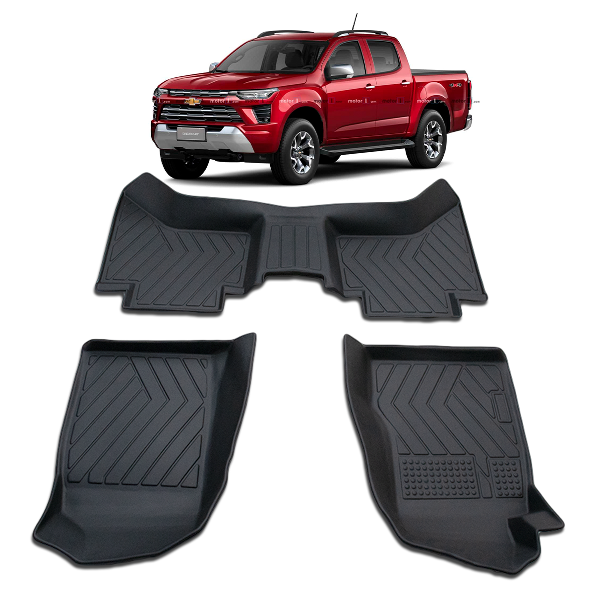 Tapete Bandeja TerraMonte em TPE — Chevrolet S10 Cabine Dupla 2013 a 2026 | Kit 3 Peças
