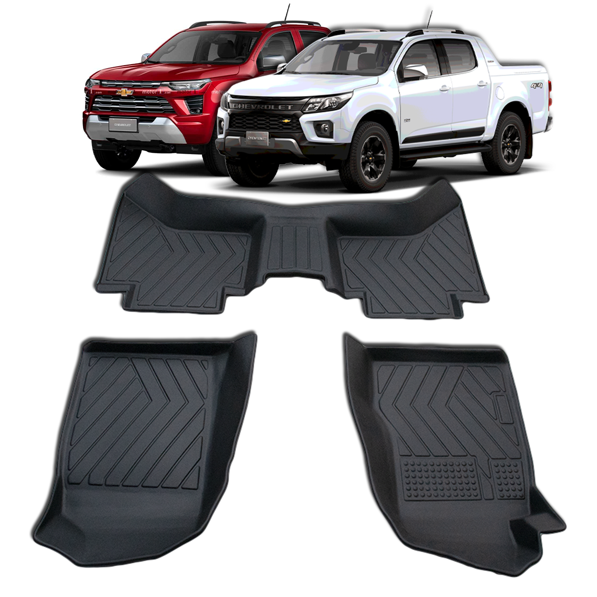 Tapete Bandeja TerraMonte em TPE — Chevrolet S10 Cabine Dupla 2013 a 2026 | Kit 3 Peças